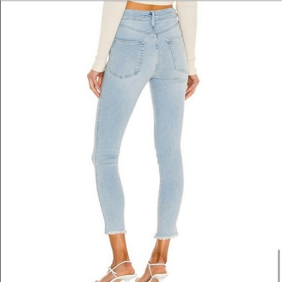 Free People We The Free High Rise Skinny Light Wash Jeans Raw Hem Size 30 - Picture 3 of 12